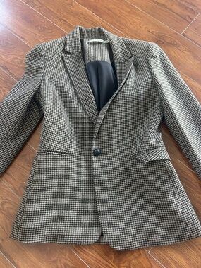 Alice + Olivia Houndstooth Single-Button Blazer - dark brown